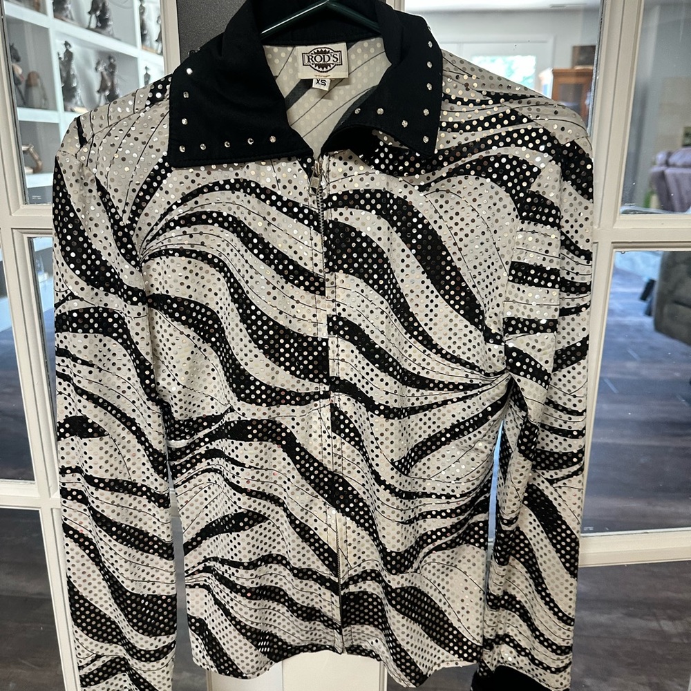 Rods Women’s Western Show shirt - XS Black And White